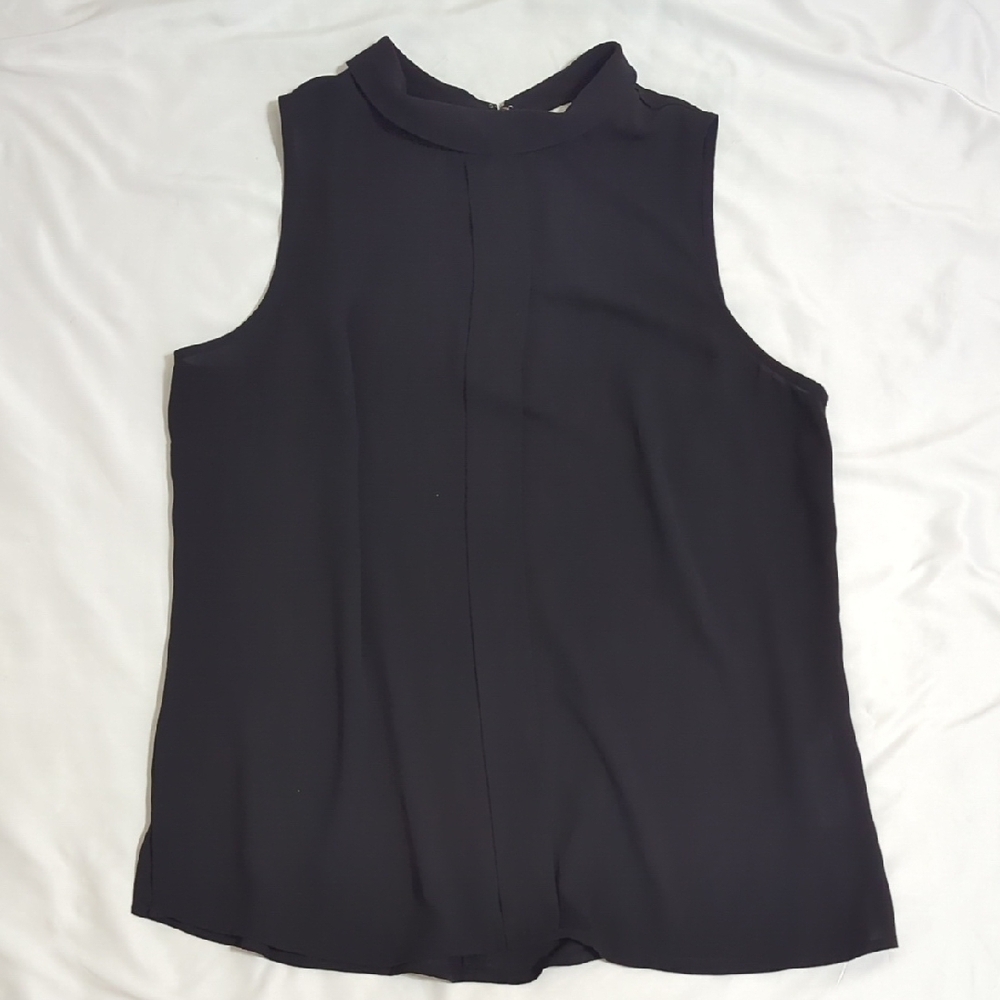 White House Black Market Sheer Sleeveless Blouse, Color Black Size M